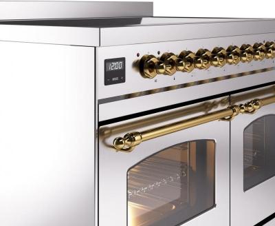 40" ILVE Nostalgie II Electric Freestanding Range in Stainless Steel with Brass Trim - UPDI406NMP/SSG