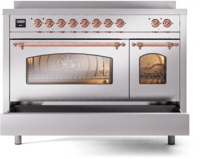 48" ILVE Nostalgie II Electric Freestanding Range in Stainless Steel with Copper Trim - UPI486NMP/SSP