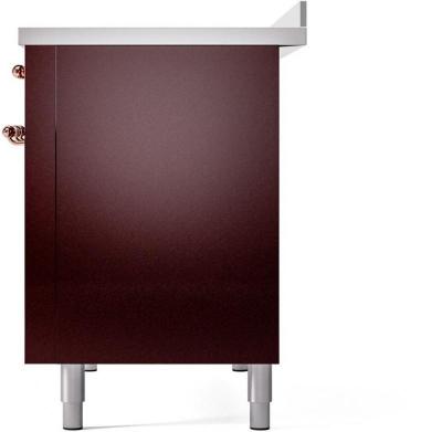 48" ILVE Nostalgie II Electric Freestanding Range in Burgundy with Copper Trim - UPI486NMP/BUP