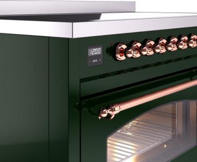 48" ILVE Nostalgie II Electric Freestanding Range in Emerald Green with Copper Trim - UPI486NMP/EGP