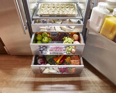 48" True Residential Built-In Side By Side Refrigerator With Stainless Glass Door - TR-48SBS-SG-C