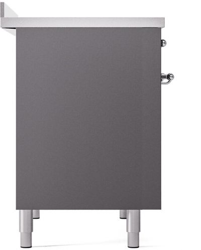 40" ILVE Nostalgie II Electric Freestanding Range in Matte Graphite with Chrome Trim - UPDI406NMP/MGC