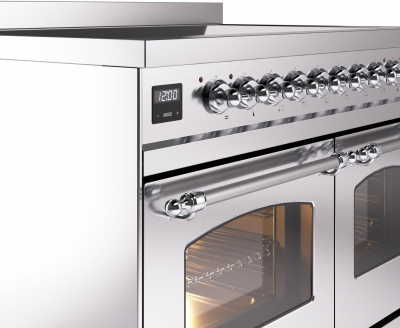 40" ILVE Nostalgie II Electric Freestanding Range in Stainless Steel with Chrome Trim - UPDI406NMP/SSC