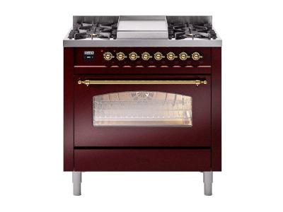 36" ILVE Professional Plus II Dual Fuel Natural Gas Freestanding Range with Copper Trim - UP36FNMP/BUP NG