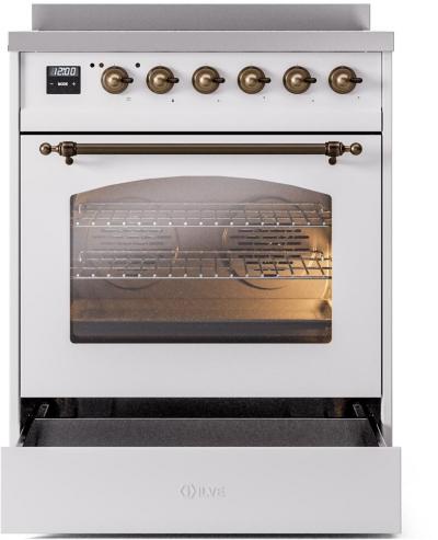 30" ILVE Nostalgie II Electric Freestanding Range in Emerald Green with Bronze Trim - UPI304NMP/WHB