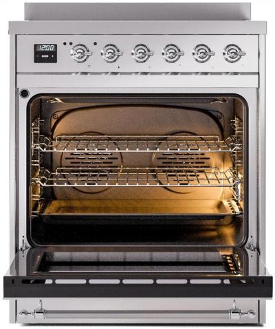 30" ILVE Nostalgie II Electric  Freestanding Range in Stainless Steel with Chrome Trim - UPI304NMP/SSC