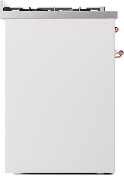 30" ILVE Nostalgie II Dual Fuel Liquid Propane Freestanding Range in White with Copper Trim - UP30NMP/WHP LP