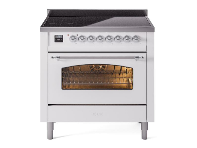 36" ILVE Nostalgie II Electric Freestanding Range in White with Chrome Trim - UPI366NMP/WHC