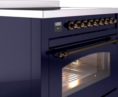 36" ILVE Nostalgie II Electric Freestanding Range in Blue with Bronze Trim - UPI366NMP/MBB