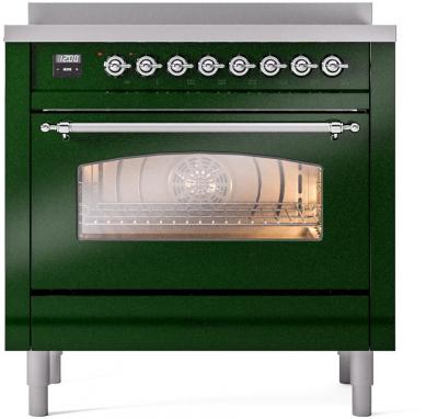 36" ILVE Nostalgie II Electric Freestanding Range in Emerald Green with Chrome Trim - UPI366NMP/EGC