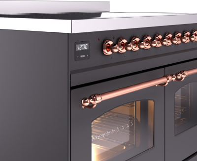 40" ILVE Nostalgie II Electric Freestanding Range in Matte Graphite with Copper Trim - UPDI406NMP/MGP