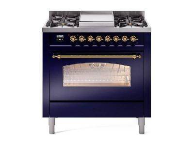 36" ILVE Professional Plus II Dual Fuel Liquid Propane Freestanding Range with Copper Trim - UP36FNMP/MBP LP