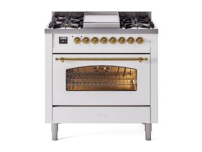 36" ILVE Professional Plus II Dual Fuel Liquid Propane Freestanding Range with Copper Trim - UP36FNMP/WHP LP