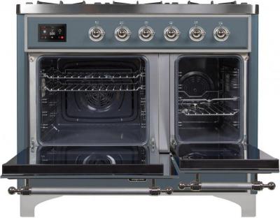 40" ILVE Majestic II Dual Fuel Natural Gas Freestanding Range in Blue Grey with Chrome Trim - UMD10FDNS3/BGC NG