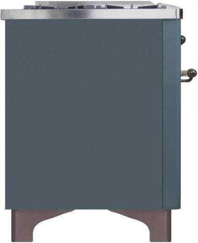 36" ILVE Majestic II Dual Fuel Liquid Propane Freestanding Range in Blue Grey with Bronze Trim - UM09FDNS3/BGB LP