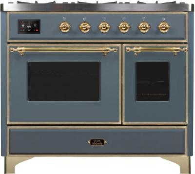 40" ILVE Majestic II Dual Fuel Liquid Propane Freestanding Range in Blue Grey with Brass Trim - UMD10FDNS3/BGG LP