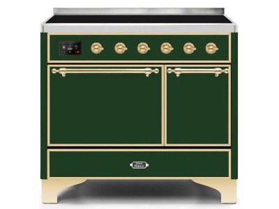 40" ILVE 3.82 Cu. Ft. Majestic II Electric Freestanding Range in Emerald Green with Brass Trim - UMDI10QNS3/EGG