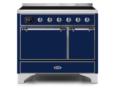 40" ILVE Majestic II Electric Freestanding Range in Blue with Chrome Trim - UMDI10QNS3/MBC