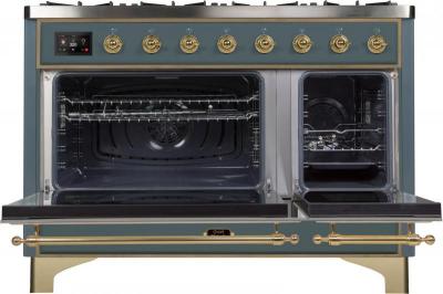 48" ILVE 5.02 Cu. Ft. Majestic II Dual Fuel Liquid Propane Freestanding Range with Brass Trim - UM12FDNS3/BGG LP