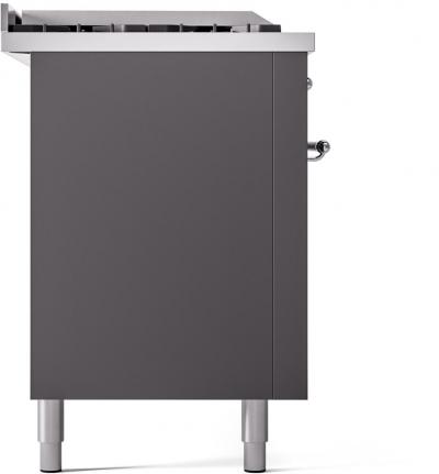 60" ILVE Nostalgie II Dual Fuel Natural Gas Freestanding Range in Matte Graphite with Chrome Trim - UP60FSNMP/MGC NG