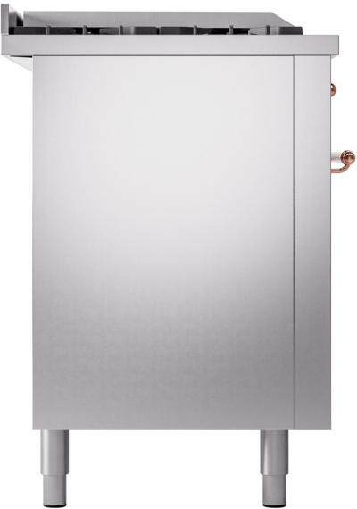 60" ILVE Nostalgie II Dual Fuel Liquid Propane Freestanding Range in Stainless Steel with Copper Trim - UP60FSNMP/SSP LP