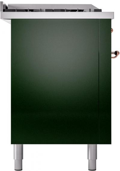 60" ILVE Nostalgie II Dual Fuel Natural Gas Freestanding Range in Emerald Green with Copper Trim - UP60FSNMP/EGP NG