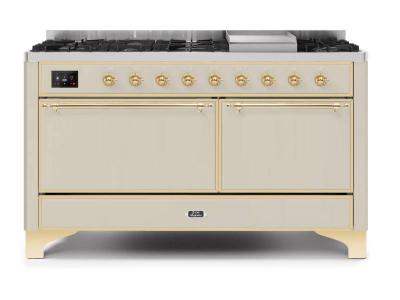 60" ILVE Majestic II Dual Fuel Liquid Propane Range with Copper Trim - UM15FDQNS3/AWP LP