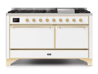 60" ILVE Majestic II Dual Fuel Liquid Propane Range with Bronze Trim - UM15FDQNS3/WHB LP