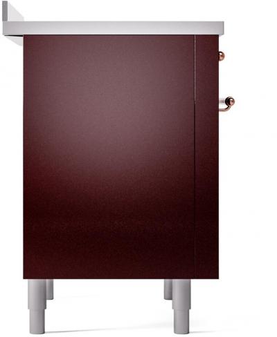 36" ILVE Nostalgie II Electric Freestanding Range in Burgundy with Copper Trim - UPI366NMP/BUP