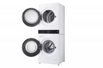 24" LG Compact Single Unit LG WashTower with Center Control 2.4 Cu. Ft. Front Load Washer and 4.2 Cu. Ft. Electric Ventless HeatPump Dryer - WKHC152HWA