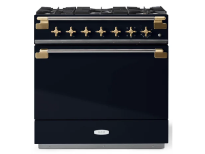 36" AGA Elise Series Freestanding Dual Fuel Range with Antique Brass Trim - AEL361DFABBLK