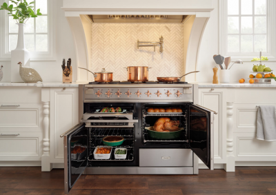 36" AGA Elise Series Freestanding Dual Fuel Range with Antique Brass Trim - AEL361DFABCWG