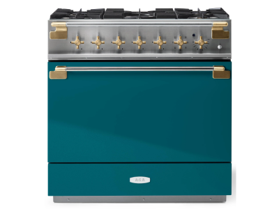 36" AGA Elise Series Freestanding Dual Fuel Range with Antique Brass - AEL361DFABSAL