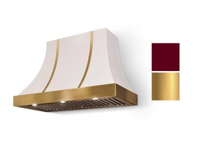 48" AGA Cascade Concave Wall Mount Hood with Cranberry and Brushed Brass Trim - AH4830CAC-CNB-BB