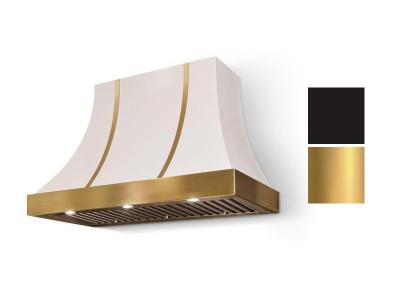 48" AGA Cascade Concave Wall Mount Hood with Matte Black and Brushed Brass Trim - AH4830CAC-MBL-BB