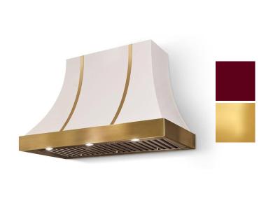 48" AGA Cascade Concave Wall Mount Hood with Cranberry and Polished Brass Trim - AH4830CAC-CNB-PB