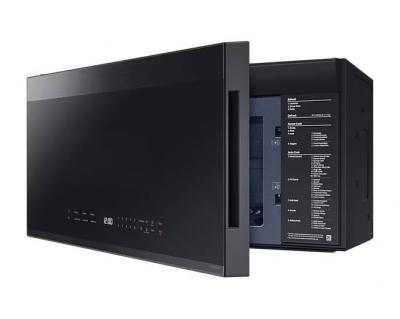 30" Samsung 2.1 Cu. Ft. Over-the-Range Microwave with Edge to Edge Glass Display in Matte Black Steel - ME21DG6500MTAC