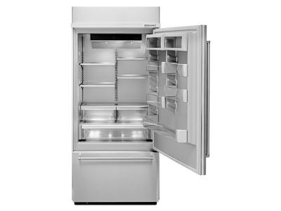 36" KitchenAid 20.9 Cu. Ft.  Built-In Stainless Bottom Mount Refrigerator with Platinum Interior Design - KBBR306ESS