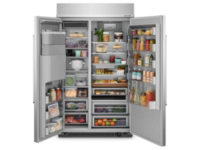 48" KitchenAid 29.4 Cu. Ft. Side By Side Built in Refrigerator - KBSD708MSS