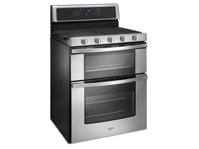 30" Whirlpool 6.0 Cu. Ft. Gas Double Oven Range With Center Oval Burner - WGG745S0FS