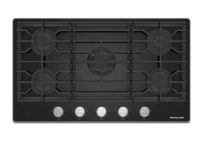 36" Kitchenaid 5 Burners Gas Cooktop in Black - KCGG536PBL