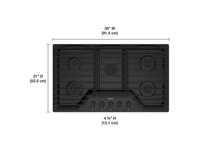 36" Whirlpool Gas Cooktop with EZ-2-Lift™ Hinged Cast-Iron Grates - WCGK5036PB