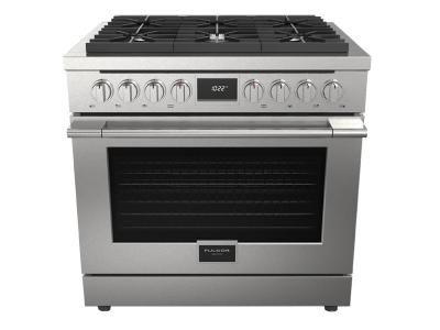 36" Fulgor Milano Pro-Style Dual Fuel Range - F4PDF366S1